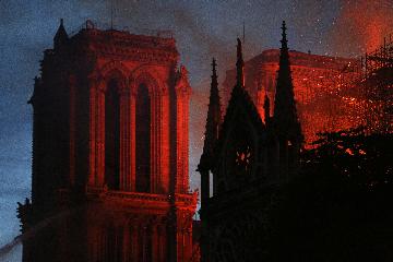 Spire of Notre Dame Cathedral in Paris collapses in huge fire